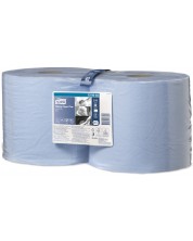 Индустриална хартия на ролка Tork - Wiping Paper Plus, W1/2, 2 x 750 къса, синя