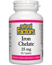 Iron Chelate, 25 mg, 90 таблетки, Natural Factors