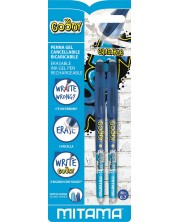 Изтриваеми химикалки с гумичка Mitama - Goody, 2 броя, сини -1