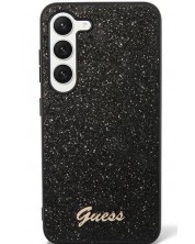 Калъф Guess - Glitter Flakes Metal Logo, Galaxy S23 Plus, черен