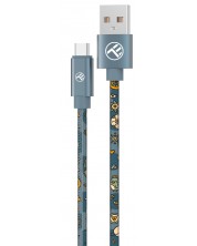 Кабел Tellur - Graffiti, USB-A/USB-C, 3A, 1 m, син -1