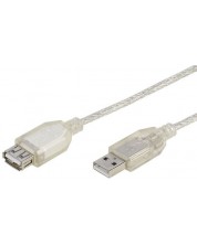 Удължителен кабел Vivanco - 26794, USB-A/USB-A, 3 m, прозрачен