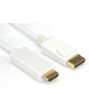 Кабел Vcom - DisplayPort/HDMI, 3m, бял -1