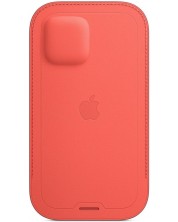 Калъф Apple - Leather Sleeve MagSafe, iPhone 12/12 Pro, Pink Citrus