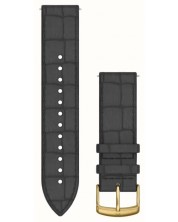 Каишка Garmin - QR Leather, Venu/vivomove, 20 mm, Black/Gold PVD -1