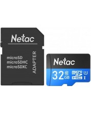Карта памет Netac - 32GB, microSDHC, Class10, черна/синя