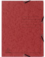 Картонена папка Exacompta - с ластик и 3 капака, червена