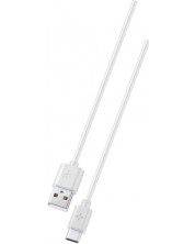 Кабел Ploos - 6566, USB-A/USB-C, 2 m, бял -1