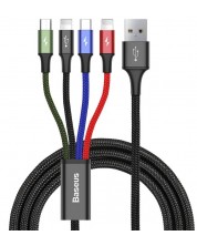 Кабел Baseus - 4 в 1, USB-A/Micro USB/2x Lightning/USB-C, 1.2 m, черен -1