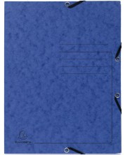 Картонена папка Exacompta - с ластик и 3 капака, синя -1