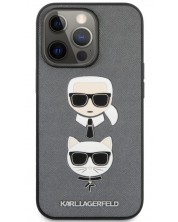 Калъф Karl Lagerfeld - Saffiano K and C, iPhone 13 Pro, сребрист