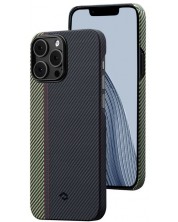 Калъф Pitaka - Fusion Weaving MagEZ Case 3, iPhone 14 Pro Max, черен/зелен -1