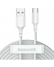 Кабели Baseus - TZCATZJ-02, USB-A/USB-C, 1.5 m, 2 бр., бели
