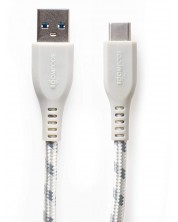 Кабел Boompods - Retro Armour, USB-A/USB-C, 1.5 m, Titanium -1