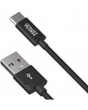 Кабел Yenkee - 301 BK, USB-A/USB-C, 1 m, черен -1
