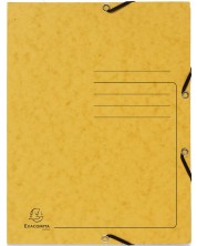 Картонена папка Exacompta - с ластик и 3 капака, жълта