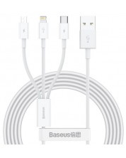 Кабел Baseus - Superior, USB-А/Lightning/Micro USB/USB-C, 1.5 m, бял -1