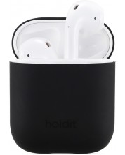 Калъф за слушалки Holdit - Silicone, AirPods 1/2, черен