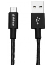 Кабел Verbatim - Sync & Charge, Micro USB/USB-A, 0.3 m, черен