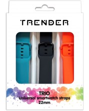 Каишки Trender - Trio Bundle Sport, 22 mm, 3 броя, сива/черна/оранжева