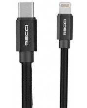 Кабел Recci - RTC-P17CL, USB-C/Lightning, 1.5 m, черен -1