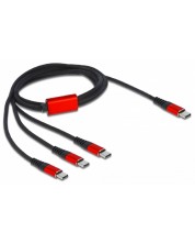 Кабел Delock - 3 в 1, USB-C/3x USB-C, 1 m, черен/червен