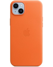 Калъф Apple - Leather MagSafe, iPhone 14 Plus, оранжев