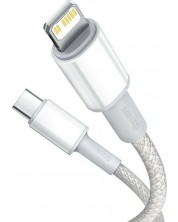 Кабел Baseus - High Density, USB-C/Lightning, 2 m, бял