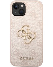 Калъф Guess - PU 4G Metal Logo, iPhone 15 Plus, розов