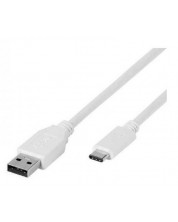 Кабел Vivanco - 39452, USB-A/USB-C, 1 m, бял