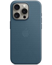 Калъф Apple - FineWoven MagSafe, iPhone 15 Pro, Pacific Blue