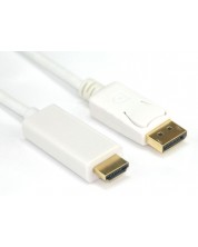 Кабел VCom - CG605L, Display Port/HDMI, 1.8m, бял -1