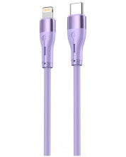 Кабел Tellur - Silicone, USB-C/Lightning, 1 m, лилав
