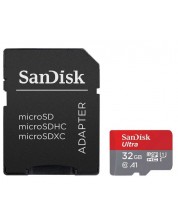 Карта памет SanDisk - Ultra, 32GB, microSDHC, UHS-I + адаптер