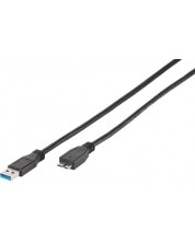 Кабел Vivanco - 45237, USB-A/Micro USB, 0.75 m, черен -1