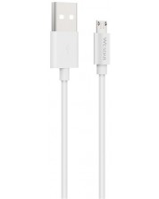 Кабел Wesdar - 2075100254, USB-A/Micro USB, 1.2 m, бял