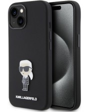 Калъф Karl Lagerfeld - PU Saffiano Card Slot Metal, iPhone 15, черен -1