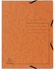 Картонена папка Exacompta - с ластик и 3 капака, оранжева -1