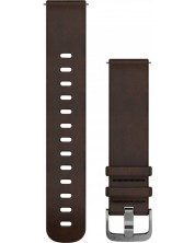 Каишка Garmin - QR Leather, Venu/vivomove, 20 mm, Dark Brown/Silver
