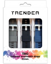 Каишки Trender - Trio Bundle, 22 mm, 3 броя, сива/черна/синя