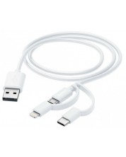 Кабел Hama - 201535, USB-A/Micro USB/USB-C/Lightning, 1 m, бял