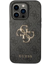 Калъф Guess - PU 4G Metal Logo, iPhone 15 Pro Max, сив -1