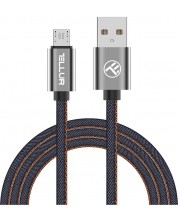Кабел Tellur - Denim, USB-A/Micro USB, 1 m, син -1