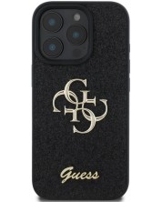 Калъф Guess - PU Fixed Glitter 4G Metal Logo, iPhone 16 Pro Max, черен -1