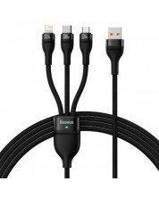 Кабел Baseus - Flash, USB-A/USB-C/Lightning/Micro USB, 1.2 m, черен -1