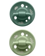 Каучукови залъгалки NIP Green - Cherry, зелени, 6 м+, 2 броя -1