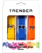 Каишки Trender - Trio Groove Silicone, 22 mm, 3 броя, жълта/оранжева/синя