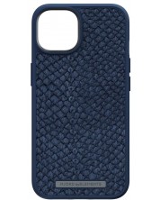 Калъф Njord - Salmon Leather MagSafe, iPhone 14 Plus, син