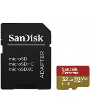 Карта памет SanDisk - Extreme, 32GB, microSD, UHS-I + адаптер -1