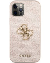 Калъф Guess - PU 4G Metal Logo, iPhone 12 Pro Max, розов